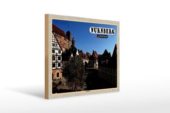 Panneau en bois villes Nuremberg Gostenhof vieille ville 40x30cm 1