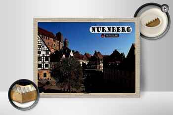 Panneau en bois villes Nuremberg Gostenhof vieille ville 40x30cm 2