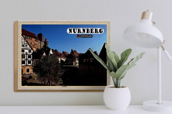 Panneau en bois villes Nuremberg Gostenhof vieille ville 40x30cm 3