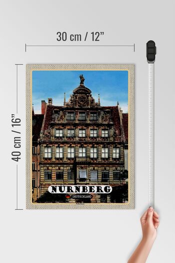 Panneau en bois villes Nuremberg Pellerhaus architecture 30x40cm 4