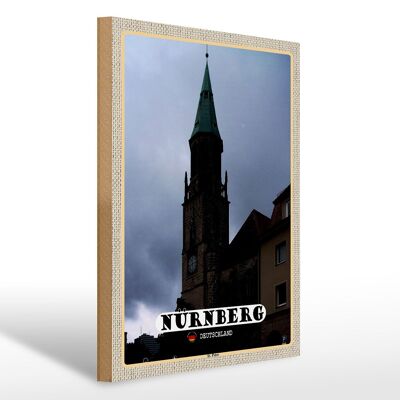 Cartel de madera ciudades Nuremberg St. Regalo Iglesia de San Pedro 30x40cm
