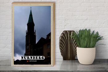 Panneau en bois villes Nuremberg St. Cadeau Église Saint-Pierre 30x40cm 3