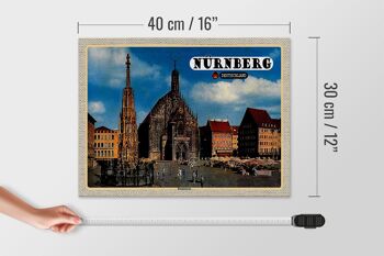 Panneau en bois villes Nuremberg marché principal peinture 40x30cm 4