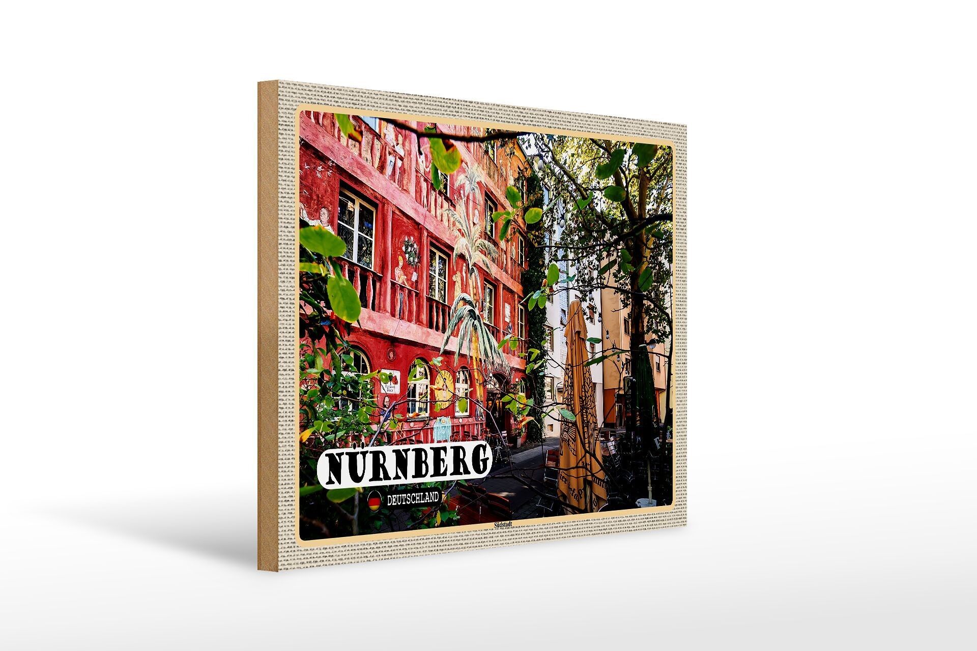 Holzschild Städte Nürnberg Südstadt Kunst Platz 40x30cm