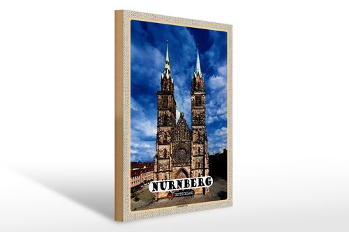 Holzschild Städte Nürnberg Lorenzkirche Architektur 30x40cm