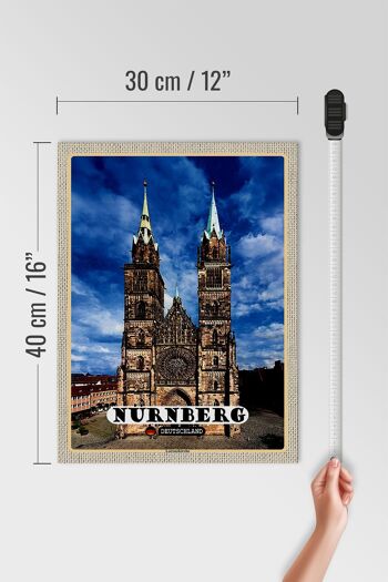 Panneau en bois villes Nuremberg Lorenzkirche architecture 30x40cm 4