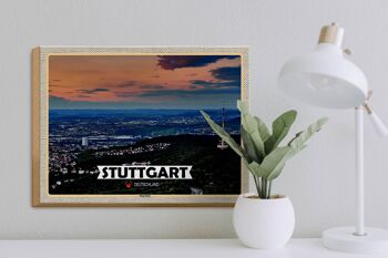 Panneau en bois villes Stuttgart vue de Degerloch 40x30cm 3
