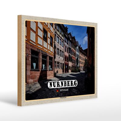 Letrero de madera ciudades Nuremberg Weißgebergasse 40x30cm regalo