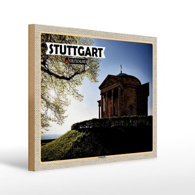 Cartel de madera ciudades Stuttgart capilla tumba arquitectura 40x30cm