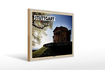 Panneau en bois villes Stuttgart tombe chapelle architecture 40x30cm 1