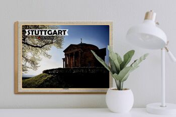 Panneau en bois villes Stuttgart tombe chapelle architecture 40x30cm 3