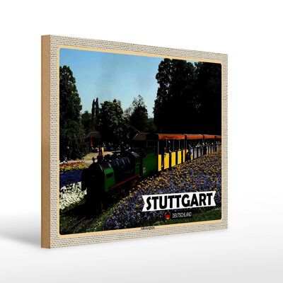 Cartel de madera ciudades Stuttgart Killesbergbahn Park 40x30cm