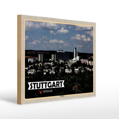 Cartel de madera ciudades Stuttgart Möhringen ciudad naturaleza 40x30cm