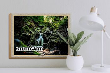 Panneau en bois villes Stuttgart Heslach cascades 40x30cm 3