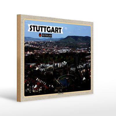 Cartel de madera ciudades Stuttgart Norte de Alemania 40x30cm