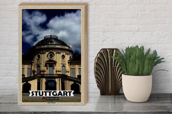 Panneau en bois villes Château de Stuttgart Solitude 30x40cm 3