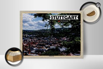 Panneau en bois vue sur la ville de Stuttgart Ouest 40x30cm 2