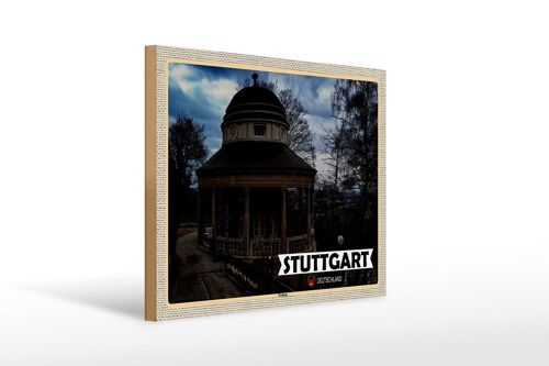 Holzschild Städte Teehaus Gebäude Stuttgart 40x30cm Geschenk