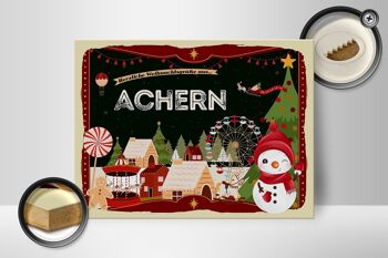 Panneau en bois voeux de Noël ACHERN cadeau 40x30cm 2