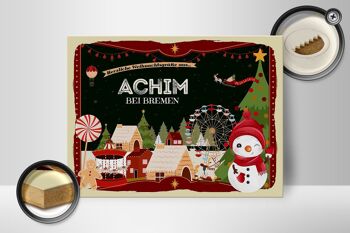 Panneau en bois Salutations de Noël ACHIM BEI BREMEN cadeau 40x30cm 2