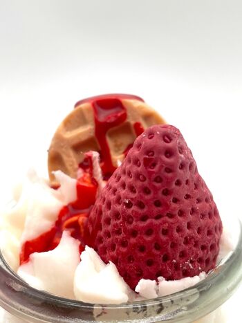 Bougie dessert "Strawberry Waffle" glace à la fraise - bougie parfumée dans un verre - cire de soja 6