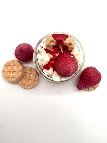 Bougie dessert "Strawberry Waffle" glace à la fraise - bougie parfumée dans un verre - cire de soja 5