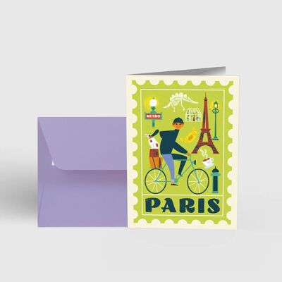 PARIS-Postkarte „Fahrrad“.