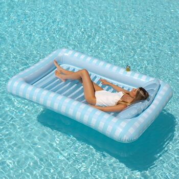 Tapis de plage et de piscine, piscine gonflable avec sous-verres, imprimé Vichy bleu 7