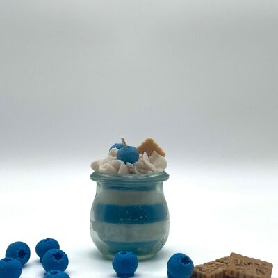 Bougie dessert "Blueberry Yoghurt" parfum myrtille-vanille - bougie parfumée dans un verre - cire de soja