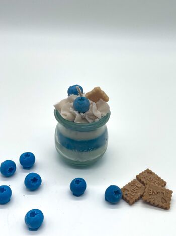 Bougie dessert "Blueberry Yoghurt" parfum myrtille-vanille - bougie parfumée dans un verre - cire de soja 2
