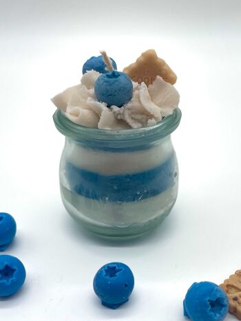 Bougie dessert "Blueberry Yoghurt" parfum myrtille-vanille - bougie parfumée dans un verre - cire de soja 4