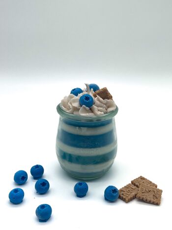 Bougie dessert "Blueberry Yoghurt" parfum myrtille-vanille - bougie parfumée dans un verre - cire de soja 3