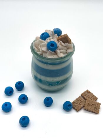 Bougie dessert "Blueberry Yoghurt" parfum myrtille-vanille - bougie parfumée dans un verre - cire de soja 4