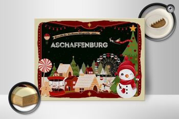 Panneau en bois Salutations de Noël ASCHAFFENBURG cadeau 40x30cm 2