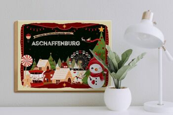 Panneau en bois Salutations de Noël ASCHAFFENBURG cadeau 40x30cm 3