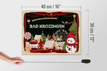 Panneau en bois Salutations de Noël BAD KROZINGEN cadeau 40x30cm 4