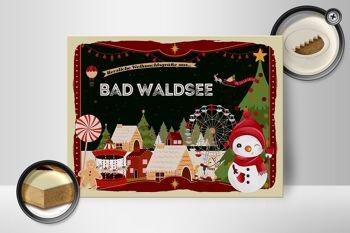 Panneau en bois Salutations de Noël de BAD WALDSEE cadeau 40x30cm 2