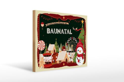 Holzschild Weihnachten Grüße BAUNATAL Geschenk 40x30cm