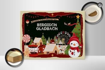 Panneau en bois Salutations de Noël de BERGISCH GLADBACH cadeau 40x30cm 2