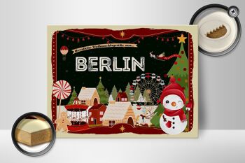 Panneau en bois Salutations de Noël de BERLIN cadeau 40x30cm 2