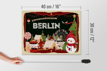 Panneau en bois Salutations de Noël de BERLIN cadeau 40x30cm 4