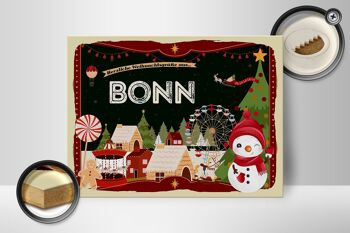 Panneau en bois Salutations de Noël de BONN cadeau 40x30cm 2