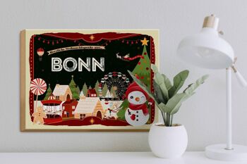 Panneau en bois Salutations de Noël de BONN cadeau 40x30cm 3