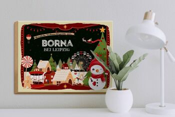Panneau en bois Salutations de Noël BORNA près de Leipzig cadeau 40x30cm 3