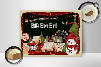 Panneau en bois Salutations de Noël de BREMEN cadeau 40x30cm 2