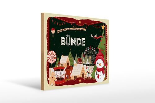 Holzschild Weihnachten Grüße BÜNDE Geschenk Fest 40x30cm