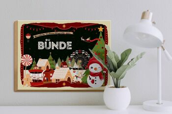 Panneau en bois Salutations de Noël Fête des cadeaux BÜNDE 40x30cm 3