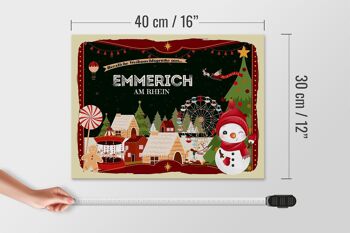 Panneau en bois Vœux de Noël EMMERICH AM RHEIN cadeau 40x30cm 4