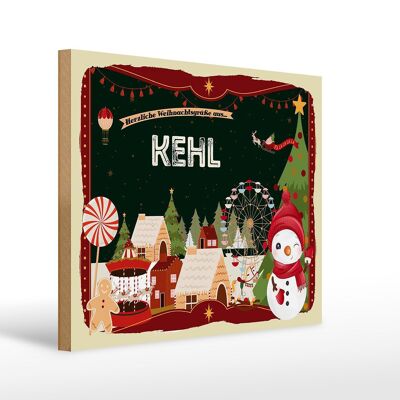 Cartel de madera Saludos navideños KEHL regalo FEST 40x30cm
