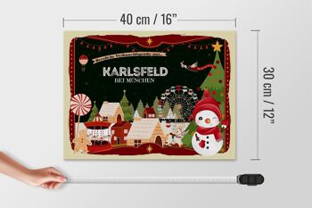 Panneau en bois Vœux de Noël KARLSFELD PRÈS DE MUNICH cadeau 40x30cm 4